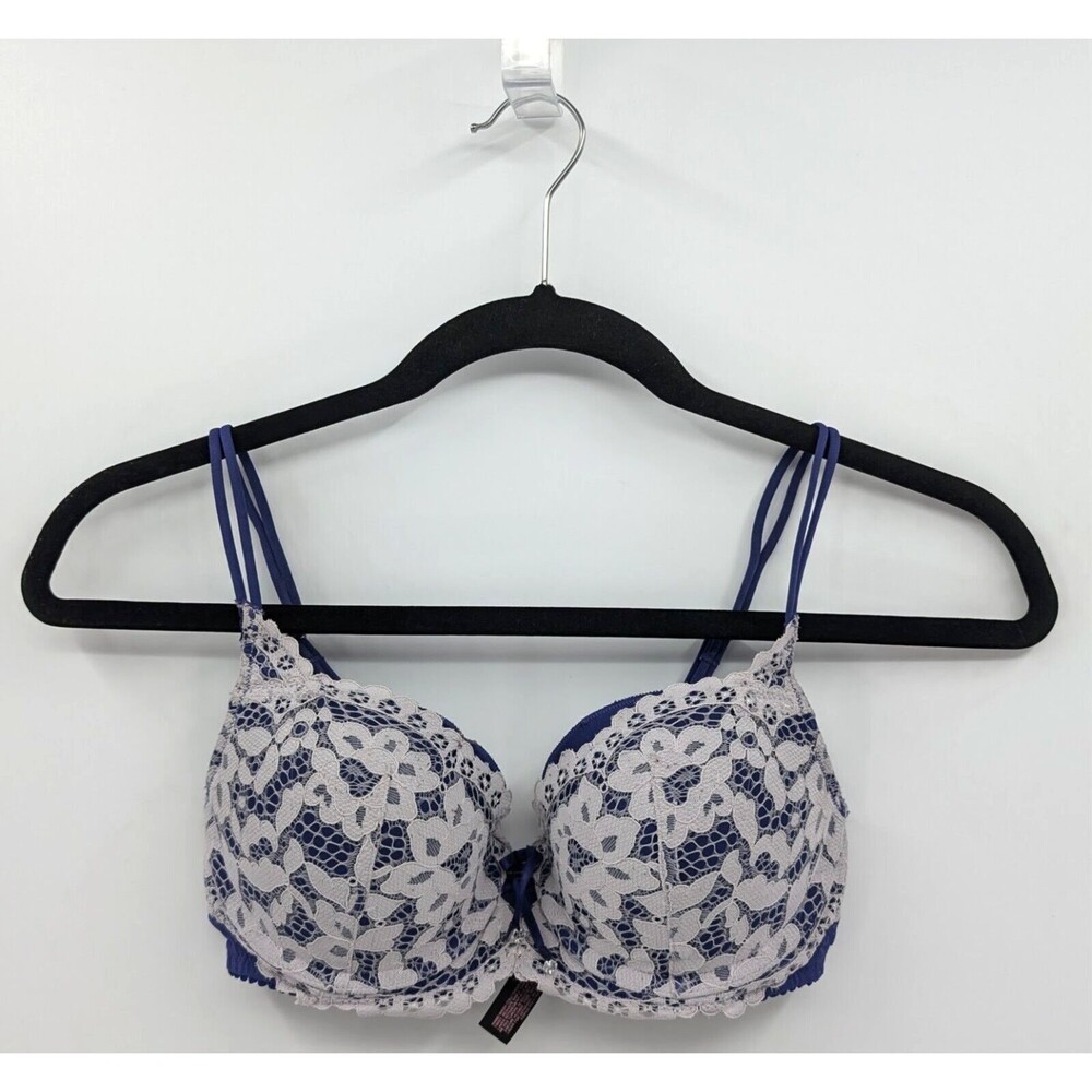 Victoria's Secret Bra 32C Blue Purple Lace Very Sexy Balconet